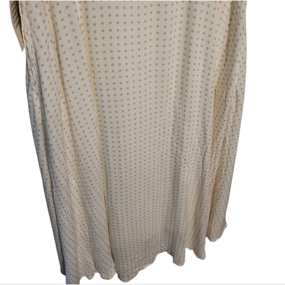 Bohme Ruffle Neck Polka Dot Flutter Sleeve Button Front Boho Midi Dress, L NEW - Picture 8 of 16